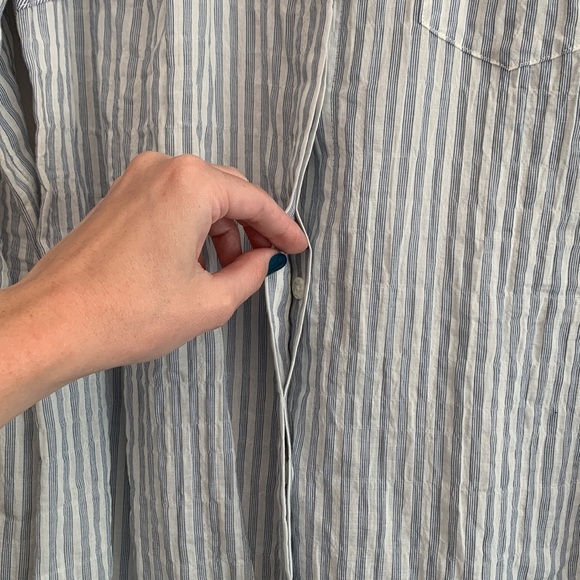 Cabi Pucker Blue and White Striped Shirt Dress - Picture 7 of 8